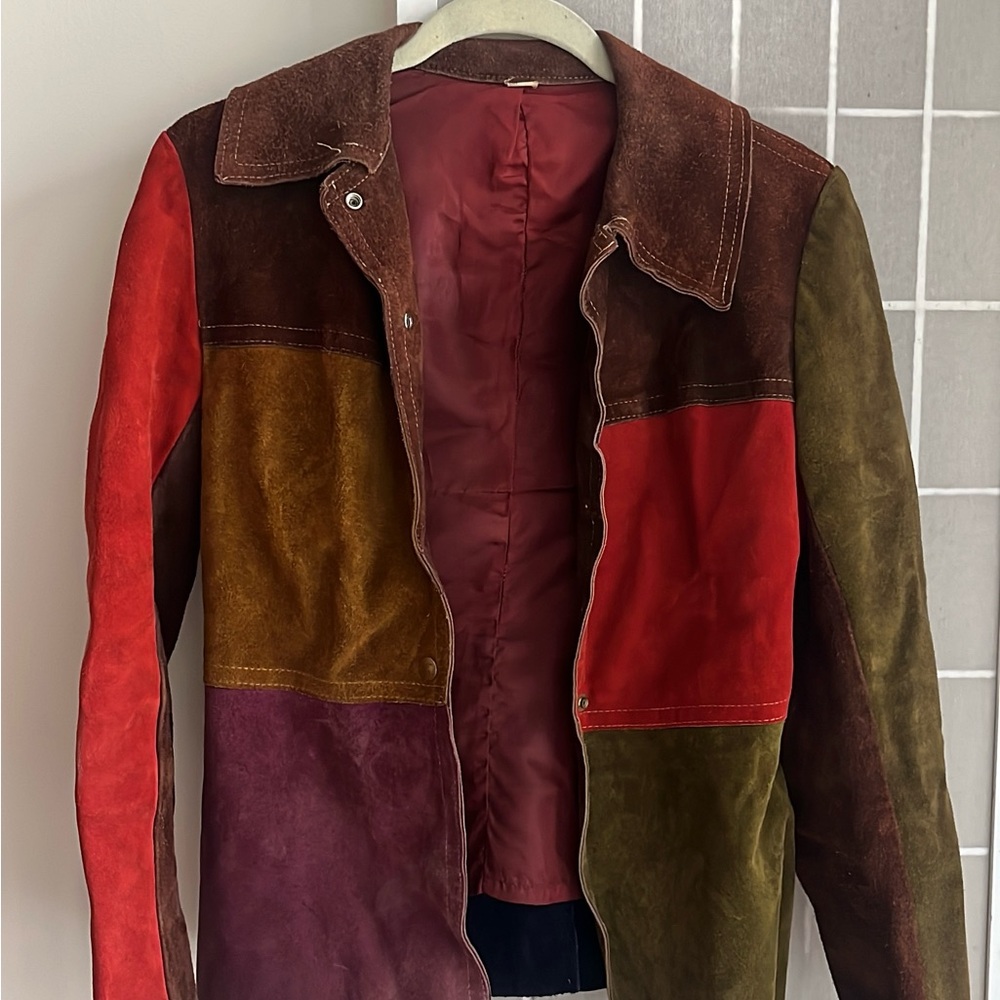 Vintage French Suede Patchwork Jacket - image 1
